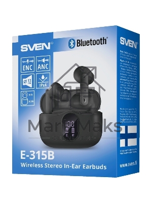Беспроводные внутриканальные наушники с микрофоном Sven E-315B, черный (Bluetooth, TWS, ANC, ENC, APP)