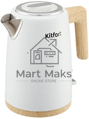 Чайник электрический Kitfort КТ-6794 1.7л. 2200Вт белый/дерево корпус: нерж.сталь/пластик