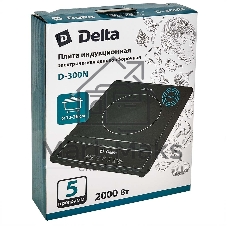Плита настольная электрическая DELTA D-300N черный, 2 кВт, индукция, конфорки - 1, стеклокерамика, сенсор