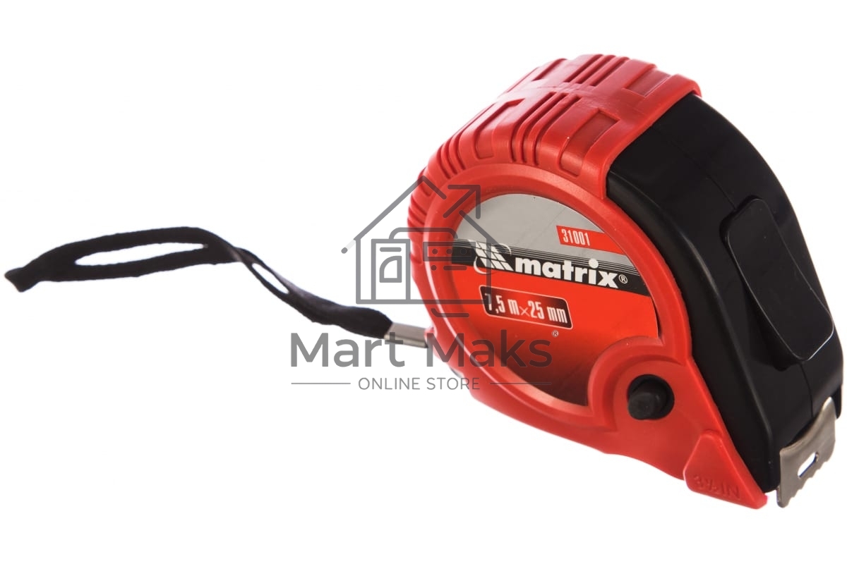 Рулетка MATRIX Rubber, 7,5 м х 25 мм, обрезиненный корпус 31001