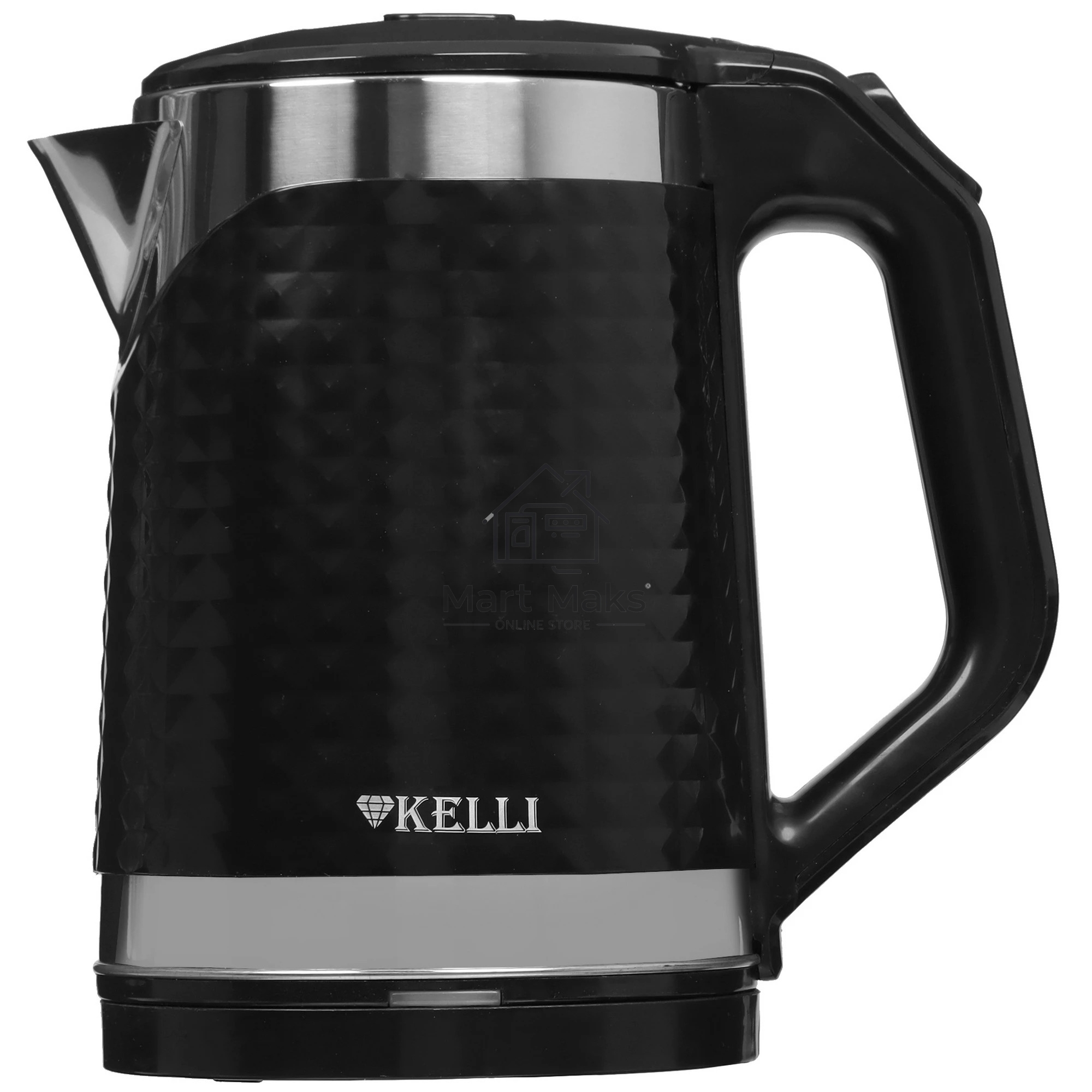 Чайник электрический Kelli KL-1372B 1.8 л, нержавейка+пластик, черный (12)