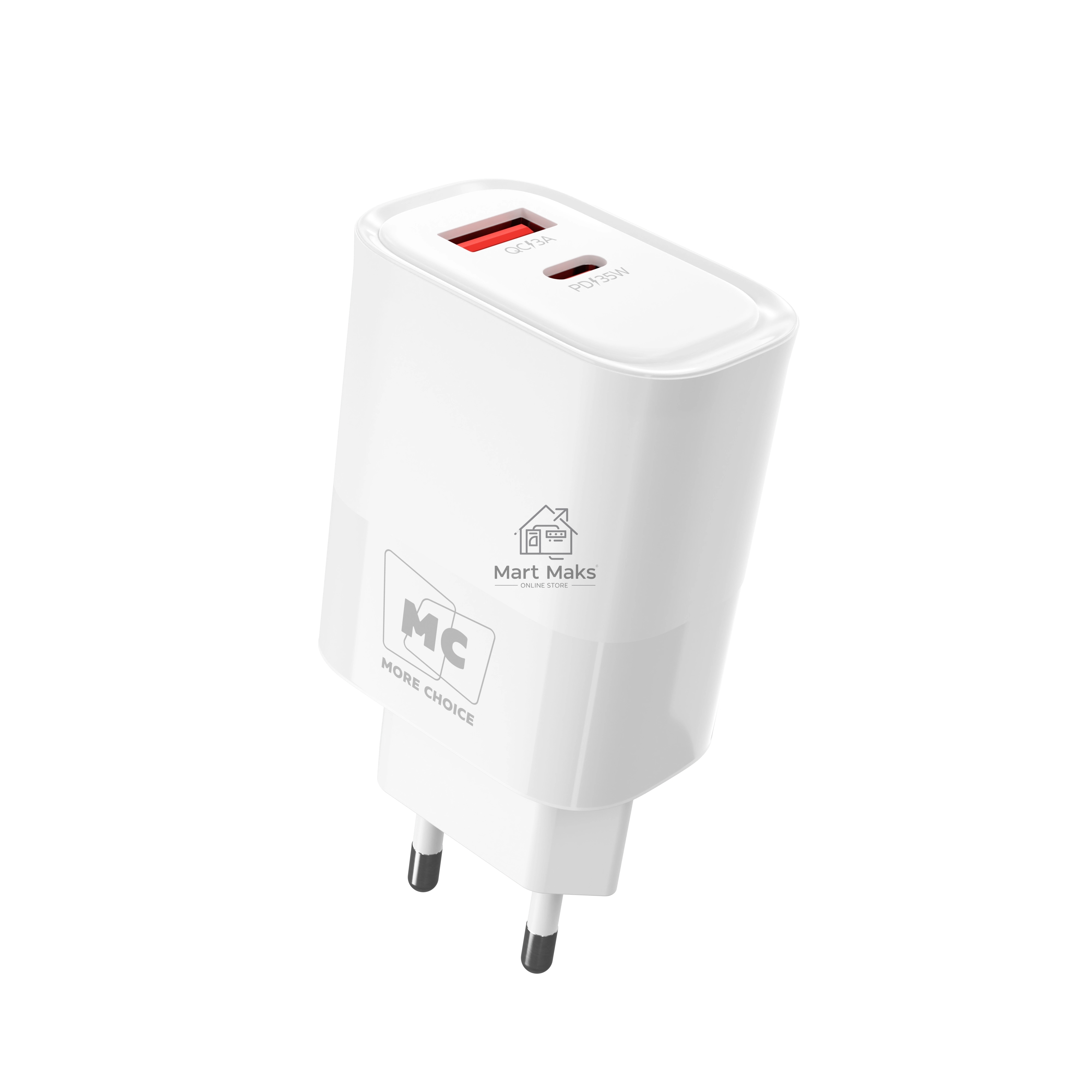 Зарядное устройство MORE CHOICE (4620202555595) NC82 1USB+1Type-C 3.0A PD 35W+QC3.0, белый