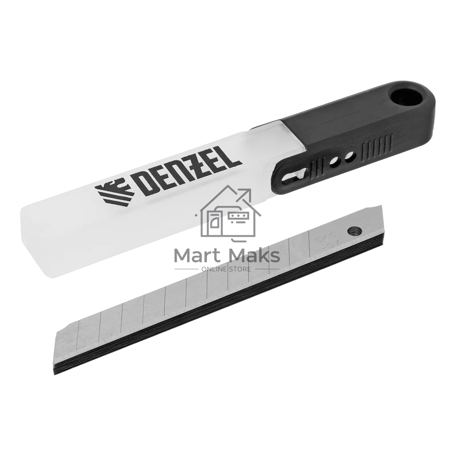 Лезвия Denzel 9 мм, сталь SK5 - 0,4 мм, 10 штук