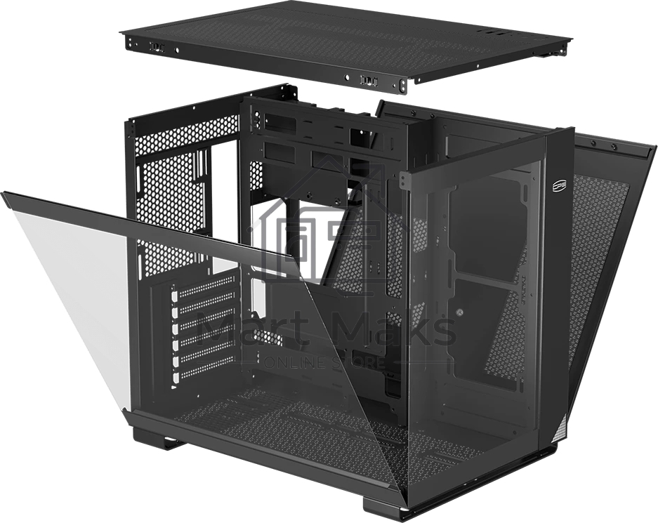 Компьютерный корпус без блока питания PCCOOLER C3 T500 BK, Panoramic Mid Tower, Black, TG, 0.7 SPCC, no fans ATX, mATX, mITX 175/400/200мм 1x2.5