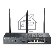 VPN-маршрутизатор TP-Link ER706W Omada с гигабитными портами и поддержкой Wi-Fi AX3000, 1 гиг. SFP WAN/LAN, 1 гиг. RJ45 WAN, 4 гиг. RJ45 WAN/LAN, USB 3.0, до 574 М/с на 2,4 ГГц + до 2402 М/с