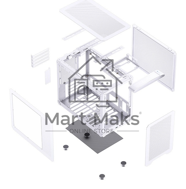 Корпус без блока питания JONSBO C6 MAX Handle, Mini-Tower, TG, no fan, 1xUSB-A 3.0 + 1xUSB-C 3.1, mATX, mITX White
