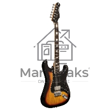 Электрогитара STAGG SES-60 SNB 6-ти струнная, корпус ольха, гриф клен, накладка палисандр, 21 лад, звукосниматели 2х сингла, 1х хамбакер, регуляторы 1x громкости, 2x тона, 5-ти поз. переключатель, колки литые никелированные, цвет Sunburst