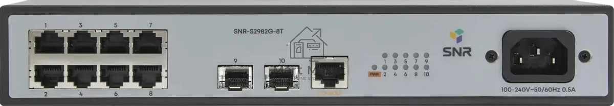 Коммутатор SNR SNR-S2982G-8T, 8×1 Гбит/с + 2×1 Гбит/с SFP, управляемый