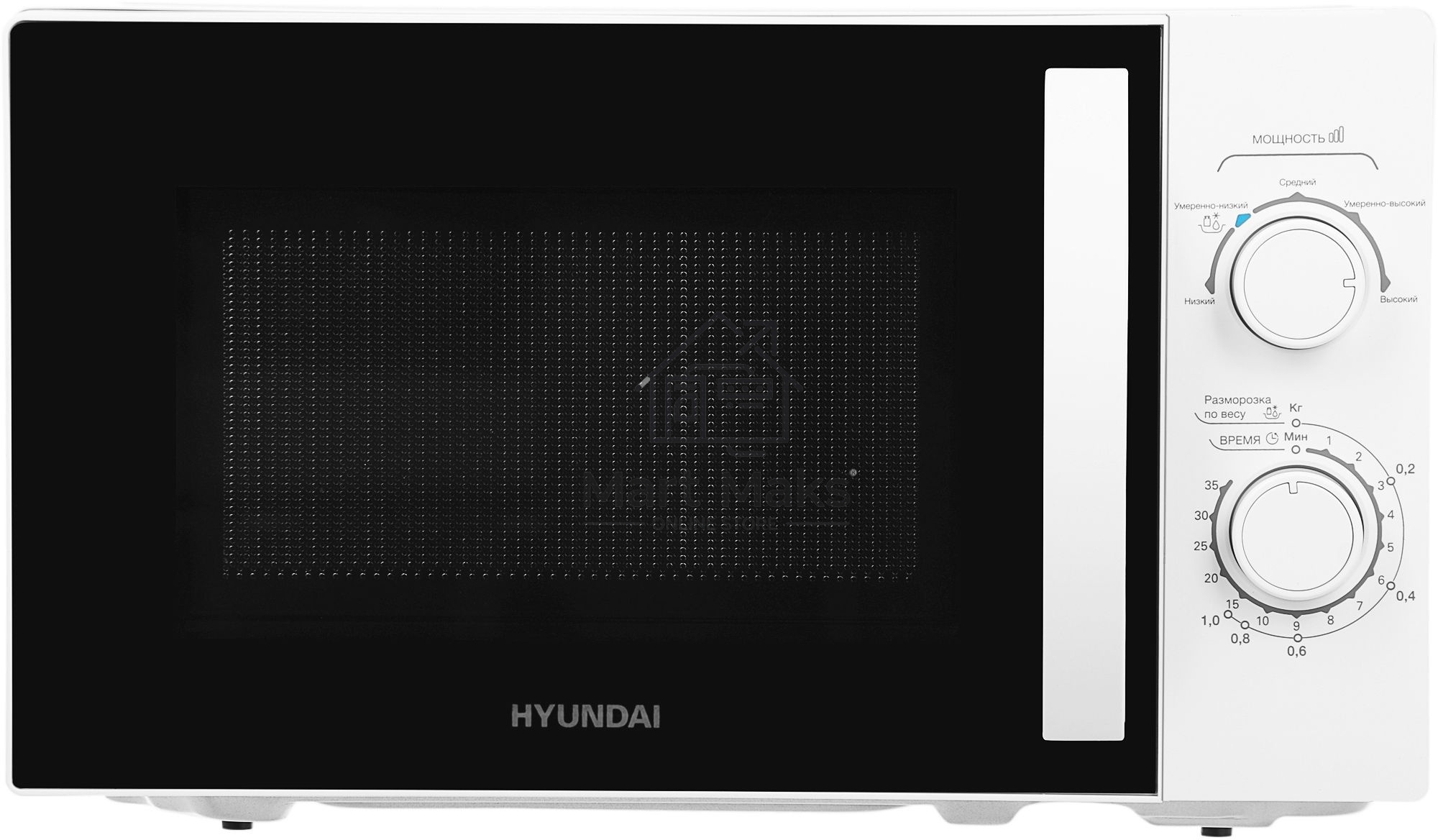 Микроволновая печь Hyundai HYM-M2067 белый, 20 л, 700 Вт, переключатели - поворотный механизм