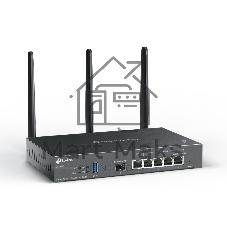VPN-маршрутизатор TP-Link ER706W Omada с гигабитными портами и поддержкой Wi-Fi AX3000, 1 гиг. SFP WAN/LAN, 1 гиг. RJ45 WAN, 4 гиг. RJ45 WAN/LAN, USB 3.0, до 574 М/с на 2,4 ГГц + до 2402 М/с