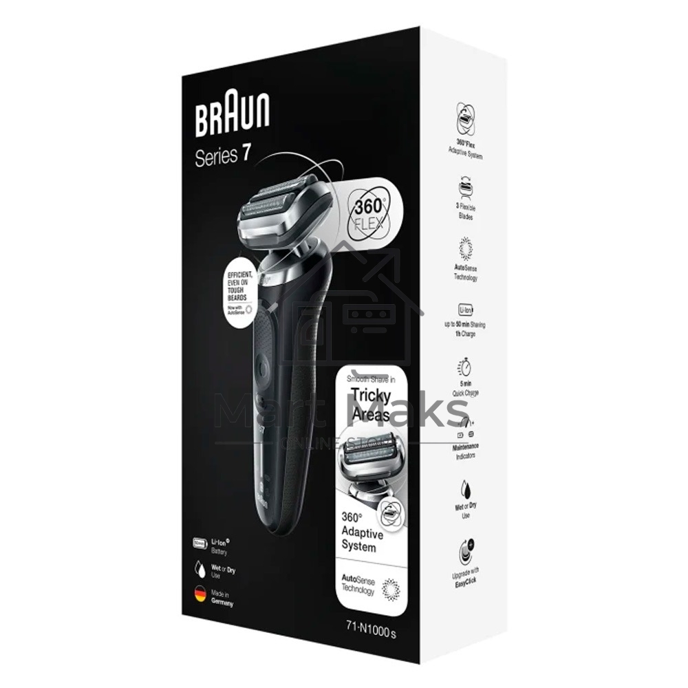 Бритва сетчатая Braun Series 7 71-N1000S реж.эл.:3 питан.:аккум. черный