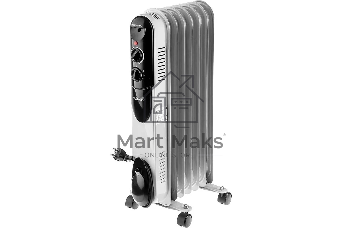 Масляный обогреватель Neoclima NC 9307 белый/черный, 1500 Вт, 15 м2, термостат 28742