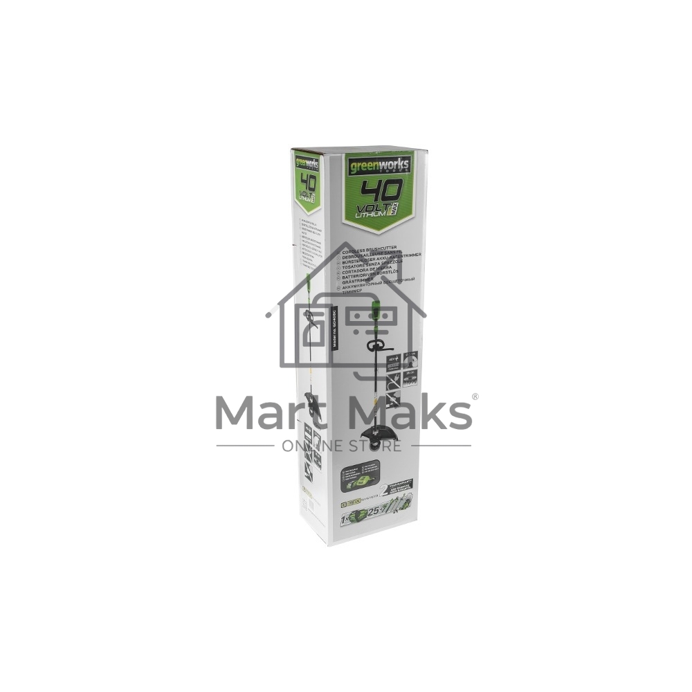 Триммер аккумуляторный Greenworks GD40BCK4, 40V, 35 см, с 1хАКБ 4 А.ч и ЗУ
