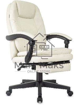 Кресло руководителя Бюрократ CH-868N-BF слоновая кость, эко.кожа, крестов. пластик, подст. для ног
