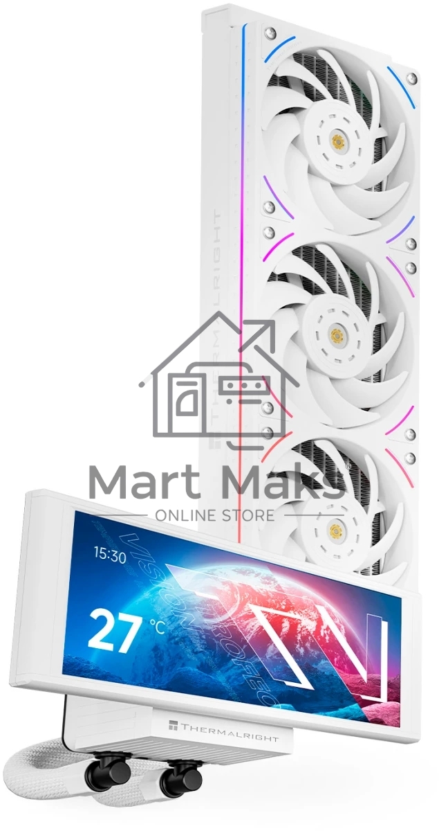 Водяное охлаждение для процессора Thermalright Trofeo Vision 360 (360mm, LED, White, ARGB/Fans: 3x120mm, 69CFM, 27dBA, 2150RPM/Pump height 102mm, 6400RPM, Rad thickness 27mm/S: 1700, 1200, 1851, 115X, 2011, 2066, AM5, AM4)