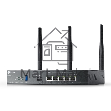 VPN-маршрутизатор TP-Link ER706W Omada с гигабитными портами и поддержкой Wi-Fi AX3000, 1 гиг. SFP WAN/LAN, 1 гиг. RJ45 WAN, 4 гиг. RJ45 WAN/LAN, USB 3.0, до 574 М/с на 2,4 ГГц + до 2402 М/с