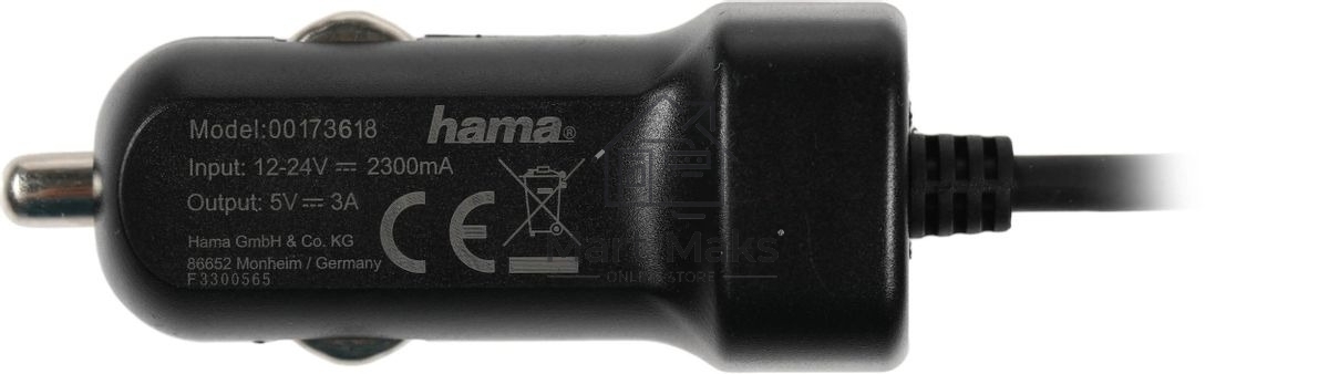 Автомобильное зарядное устройство Hama H-173618 3A PD универсальное черный