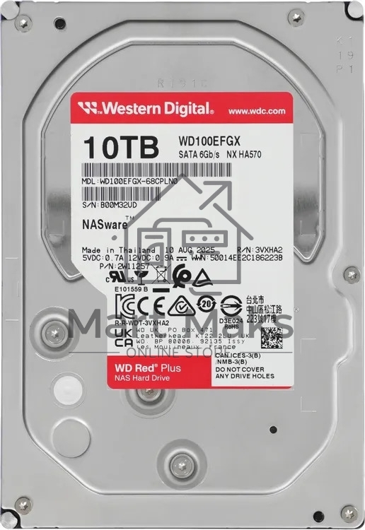 Жесткий диск HDD WD Red Plus 10Tb 7200rpm SATA 512Mb 3.5