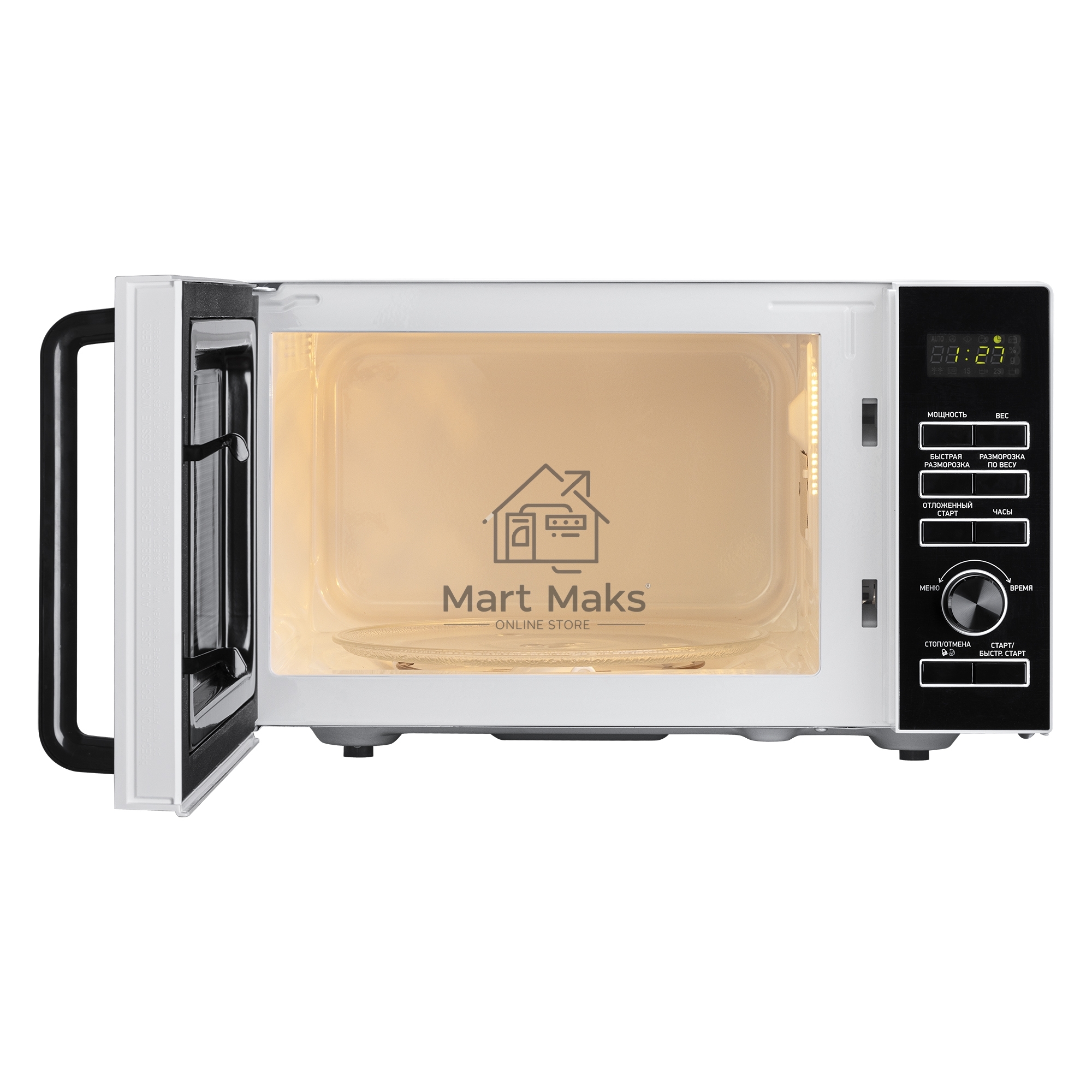 Микроволновая печь BBK 25MWS-970T/WB белый, 25 л, 900 Вт, поворотный механизм/кнопки
