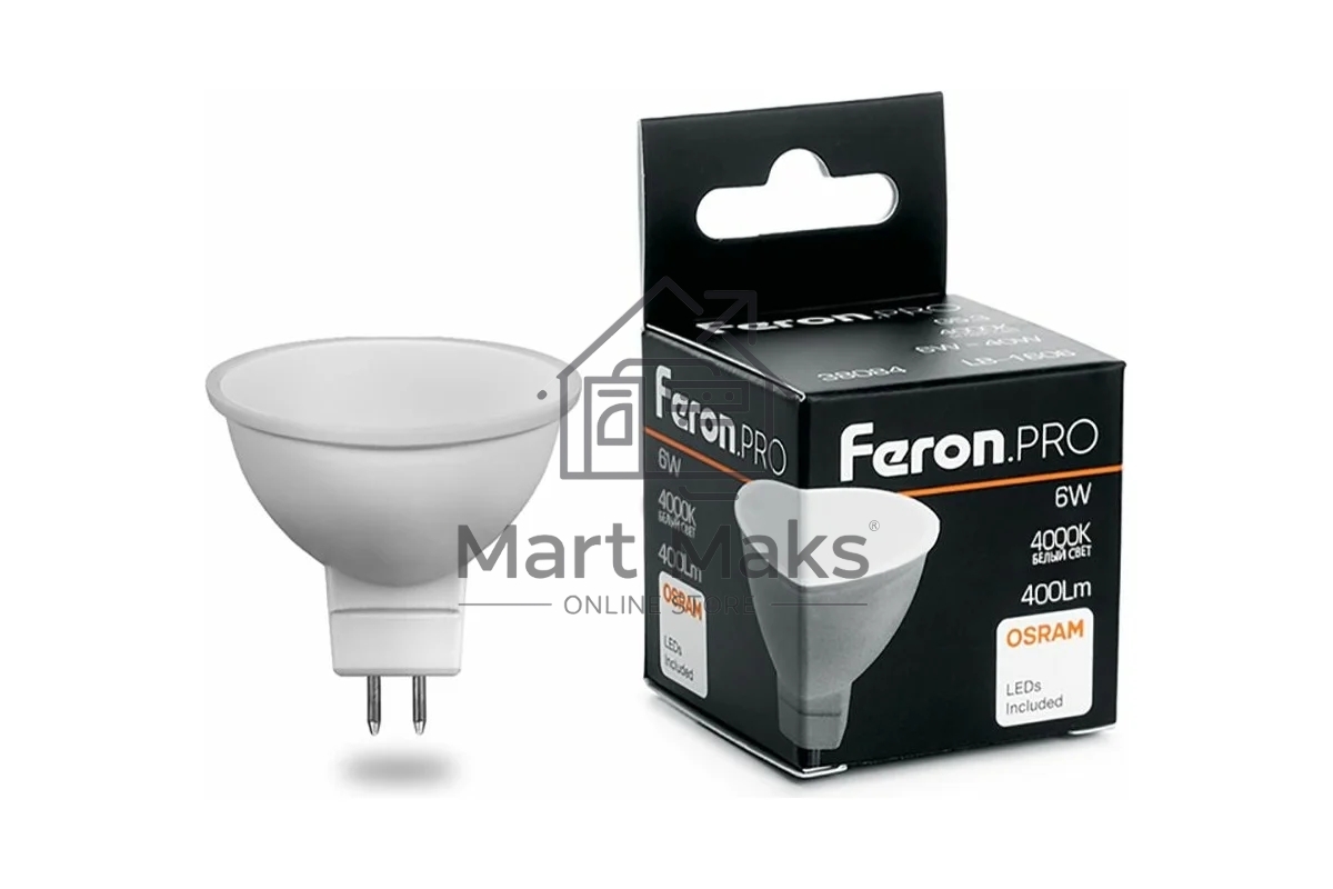 Лампа светодиодная FERON PRO LB-1606 (38084) MR16 G5.3 6W 4000K