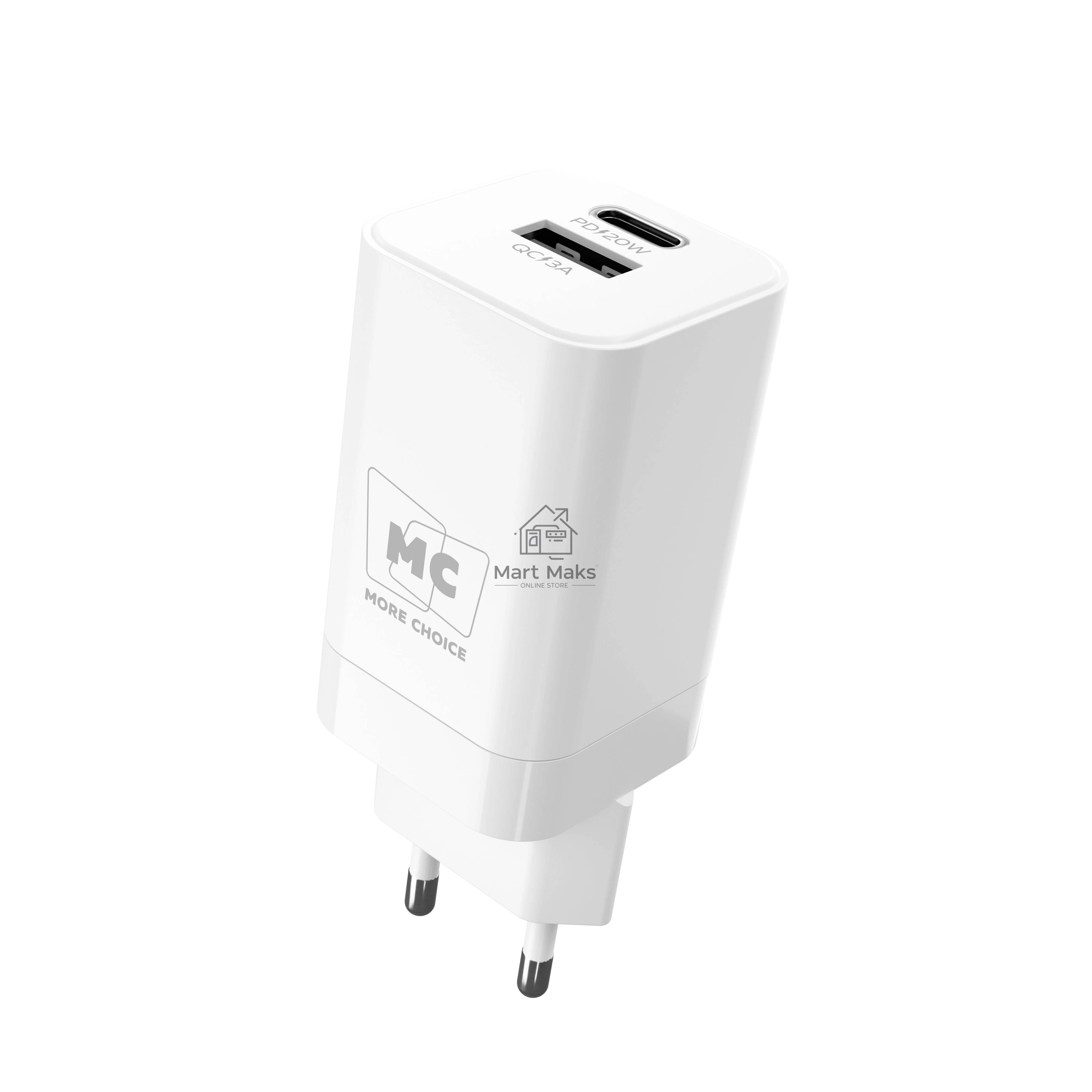 Зарядное устройство MORE CHOICE (4620202555793) NC85a 1USB+1Type-C 3.0A PD 20W+QC3.0 Type-C Type-C, белый