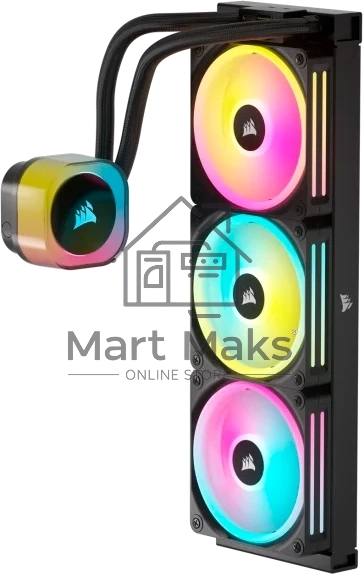 Система жидкостного охлаждения Corsair iCUE LINK H150i RGb (360мм, черный, RGb/ Fans: 3x120мм, 63.1CFM, 37dBA, 2400RPM/Rad thickness 27мм/ S: 1851, 1700, 1200, 115X, AM5, AM4)