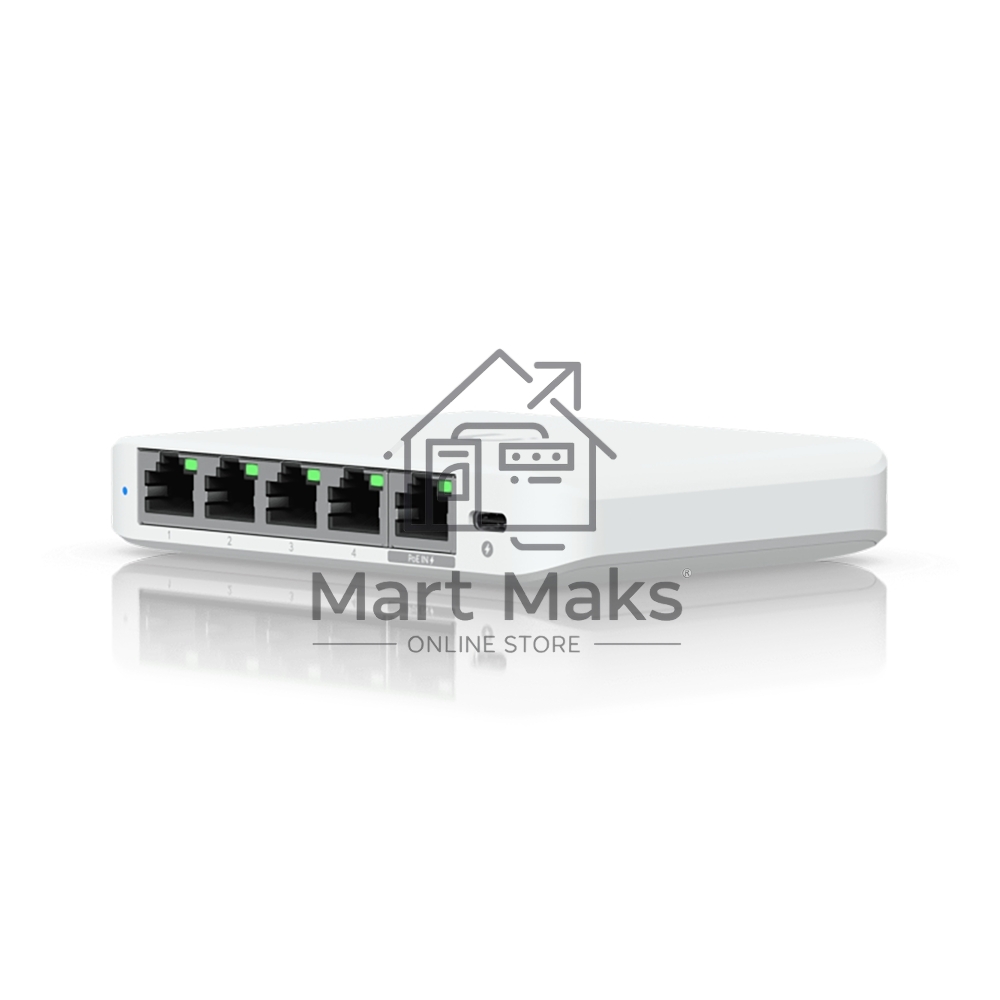 Коммутатор Ubiquiti UniFi Switch Flex Mini 2.5G Compact, 5-port 2.5G switch that can be powered with PoE or a USB-C adapter.