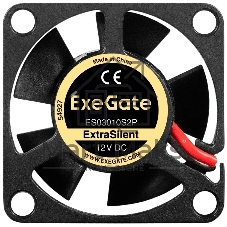 Вентилятор корпусной ExeGate ExtraSilent ES03010S2P, 30x30 мм, 8000 об/мин, 18 дБ, 2-pin, без подсветки