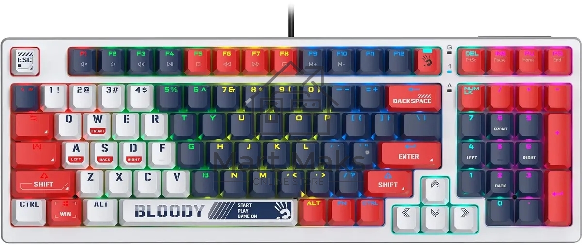 Клавиатура A4Tech Bloody S98 Sports Navy BLMS Plus проводная USB синий/белый