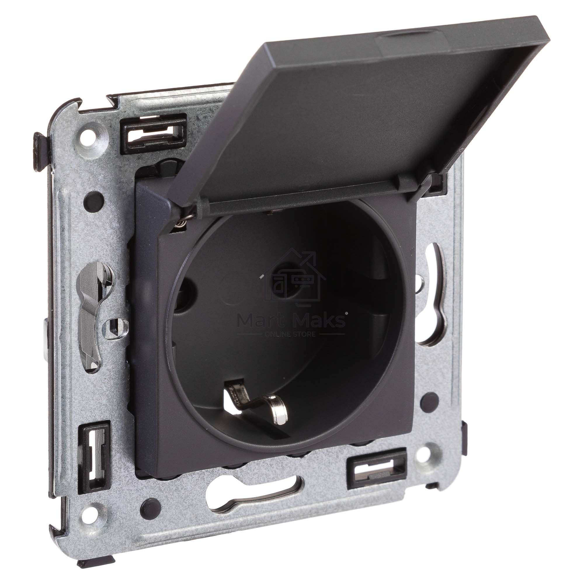 Розетка DKC Avanti 4412013 с крышкой 2P+E со шторками, 