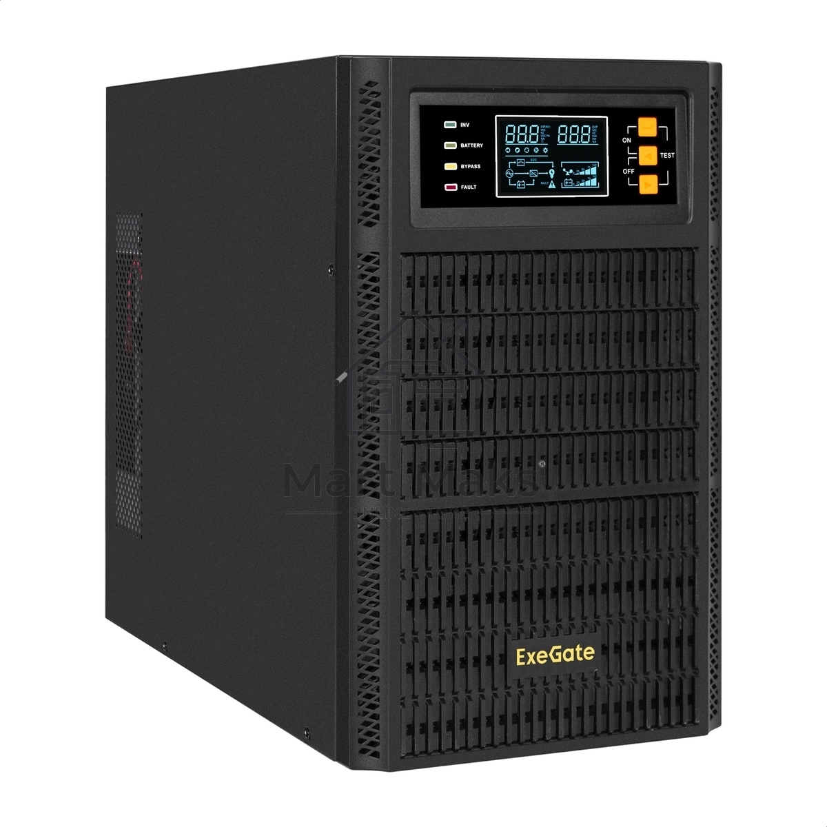 Источник бесперебойного питания On-line ExeGate PowerExpert TL-3000.72V.LCD.AVR.3SH.USB.RS232.SNMP 3000VA/3000W, On-Line, PF=1, LCD, 3*Schuko, RS232, USB, SNMP-slot, встроенные батареи 12V 7.2Ah - 6шт, возможность подключения до 4 внешних батарейных блоков 72В, Tower, металлический корпус, черный