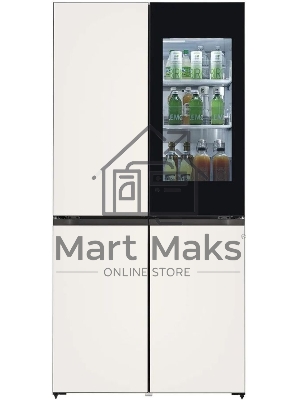 Холодильник LG GR-X24FQEKM бежевый трехкамерный 382/145л морозилка снизу, No Frost, Side by Side