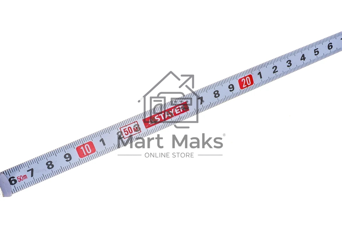 Лента мерная STAYER 2-34186-050геодезийная racer мет. редукт.мех. 3:1 50мх13мм