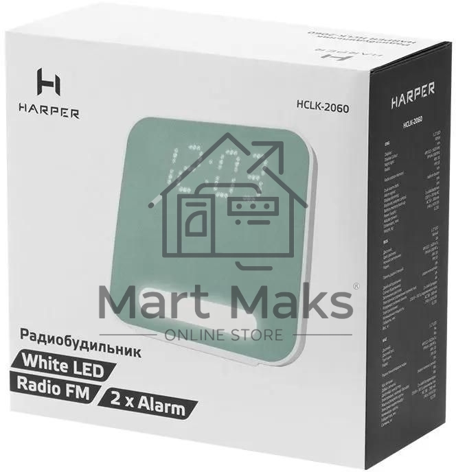 Радиобудильник Harper HCLK-2060 зеленый LED подсв:белая часы:цифровые AM/FM