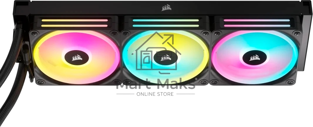 Система жидкостного охлаждения Corsair iCUE LINK H150i RGb (360мм, черный, RGb/ Fans: 3x120мм, 63.1CFM, 37dBA, 2400RPM/Rad thickness 27мм/ S: 1851, 1700, 1200, 115X, AM5, AM4)