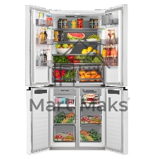 Холодильник Maunfeld MFF192NFPW01 Inverter белый трехкамерный 334/184л морозилка снизу, No Frost, Side by Side