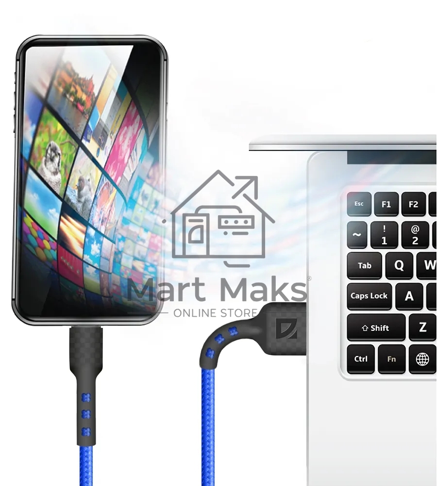 Кабель Defender F181, USB 2.0 (AM) - microUSB 2.0 (BM), 1метр, 2.4А, нейлоновая оплетка, синий.