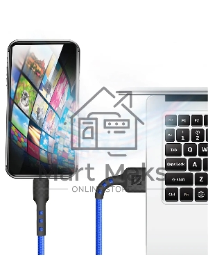 Кабель Defender F181, USB 2.0 (AM) - microUSB 2.0 (BM), 1 м, 2.4А, нейлоновая оплетка, синий.