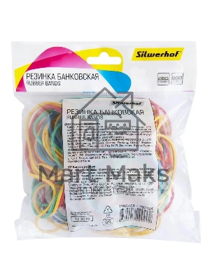 Резинки для купюр Silwerhof 189024 d=60 мм, ширина 2 мм, 200 гр, ассорти, пластиковый пакет