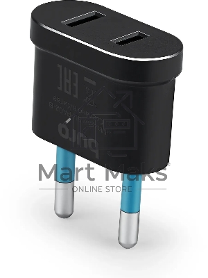 Адаптер-переходник Buro BU-PA02-B (1 розетка) черный (пакет ПЭ)