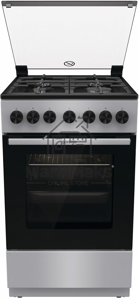 Плита комбинированная Gorenje GK5B44SF серебристый, конфорок 4 газовых, духовка 70 л, 50 см x 85 см x 59.4 см