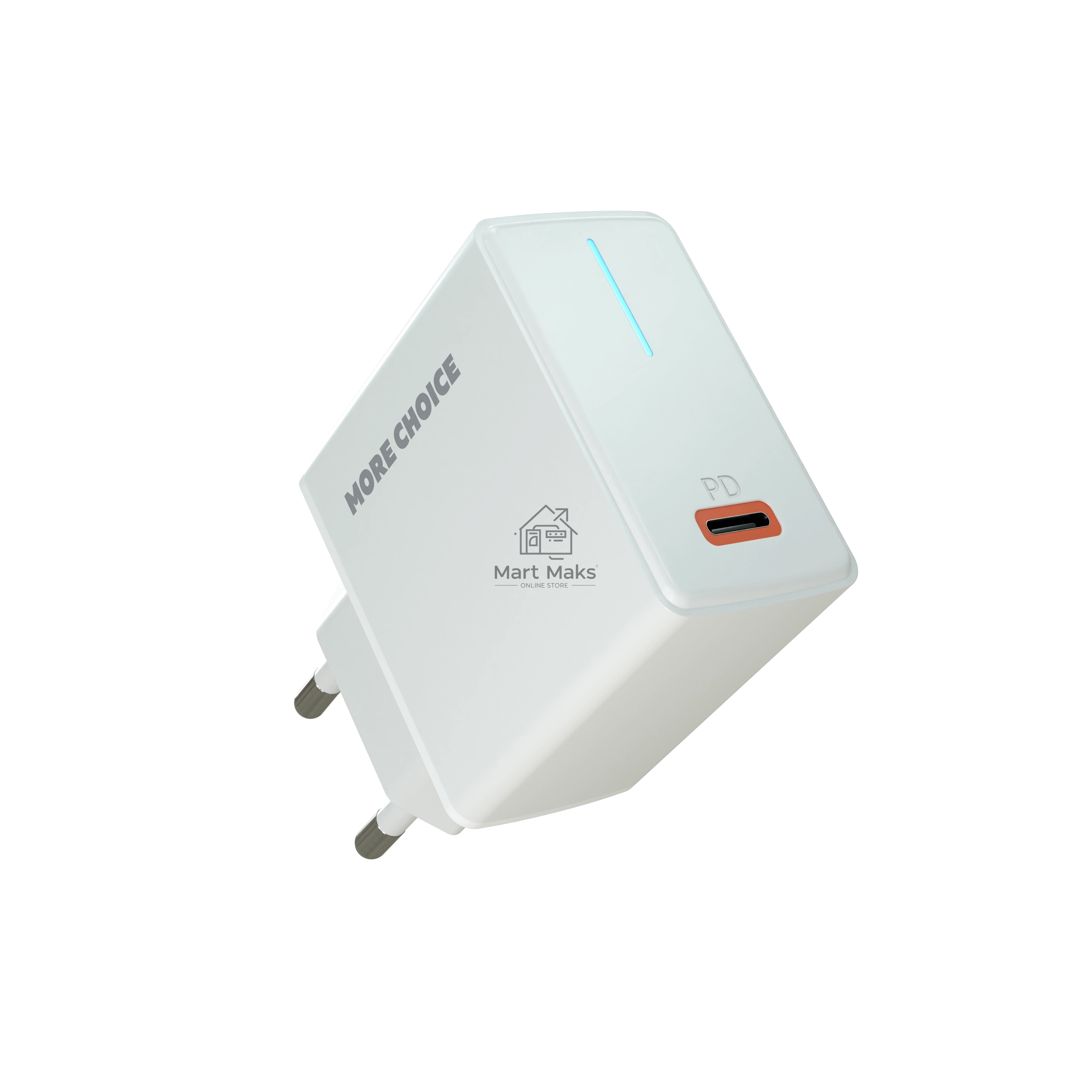 Сетевое зарядное устройство MORE CHOICE (4610196408915) NC60a 1USB-C 3.0A PD 20W быстрая зарядка для Type-C, белый