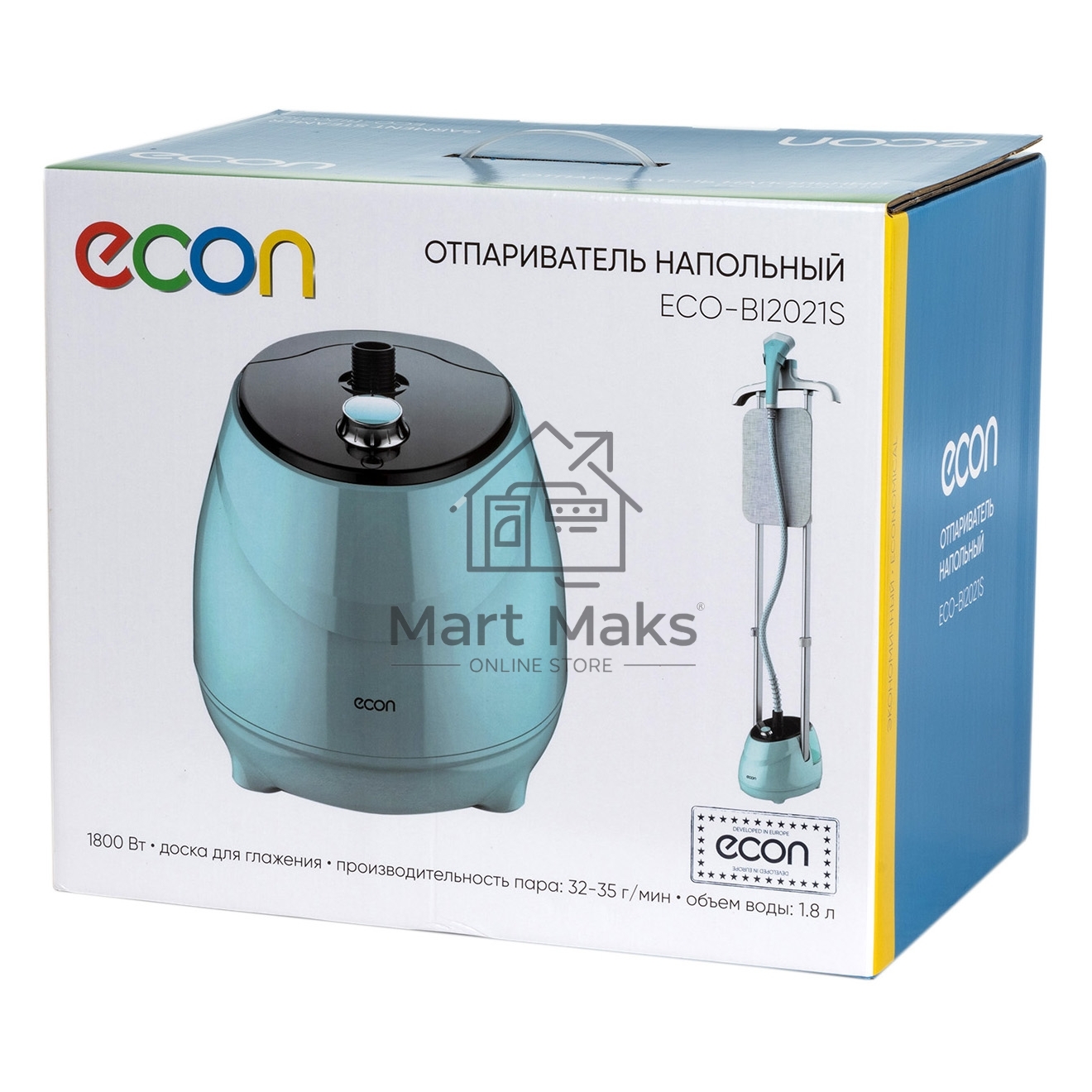 Отпариватель Econ ECO-BI2021S голубой, 1800 Вт, 35 г/мин, 1800 мл