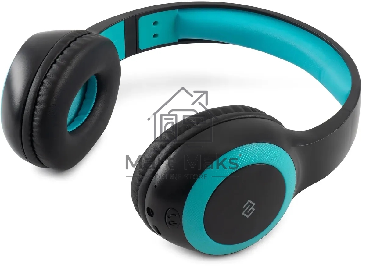 Гарнитура накладные Digma BT-15 черный/голубой беспроводные bluetooth оголовье