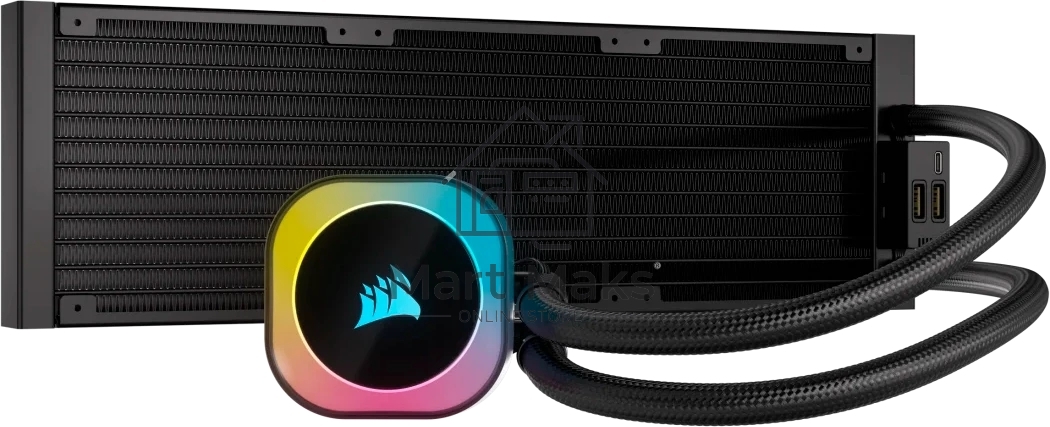 Система жидкостного охлаждения Corsair iCUE LINK H150i RGb (360мм, черный, RGb/ Fans: 3x120мм, 63.1CFM, 37dBA, 2400RPM/Rad thickness 27мм/ S: 1851, 1700, 1200, 115X, AM5, AM4)