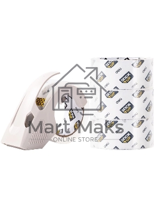 Клейкая лента канцелярская Deli EA695 супер прозрачная, ширина 48мм, длина 60м 55мкр бесшумная в коробке (упаковка: 4шт) в комплекте: диспенсер для клейкой ленты