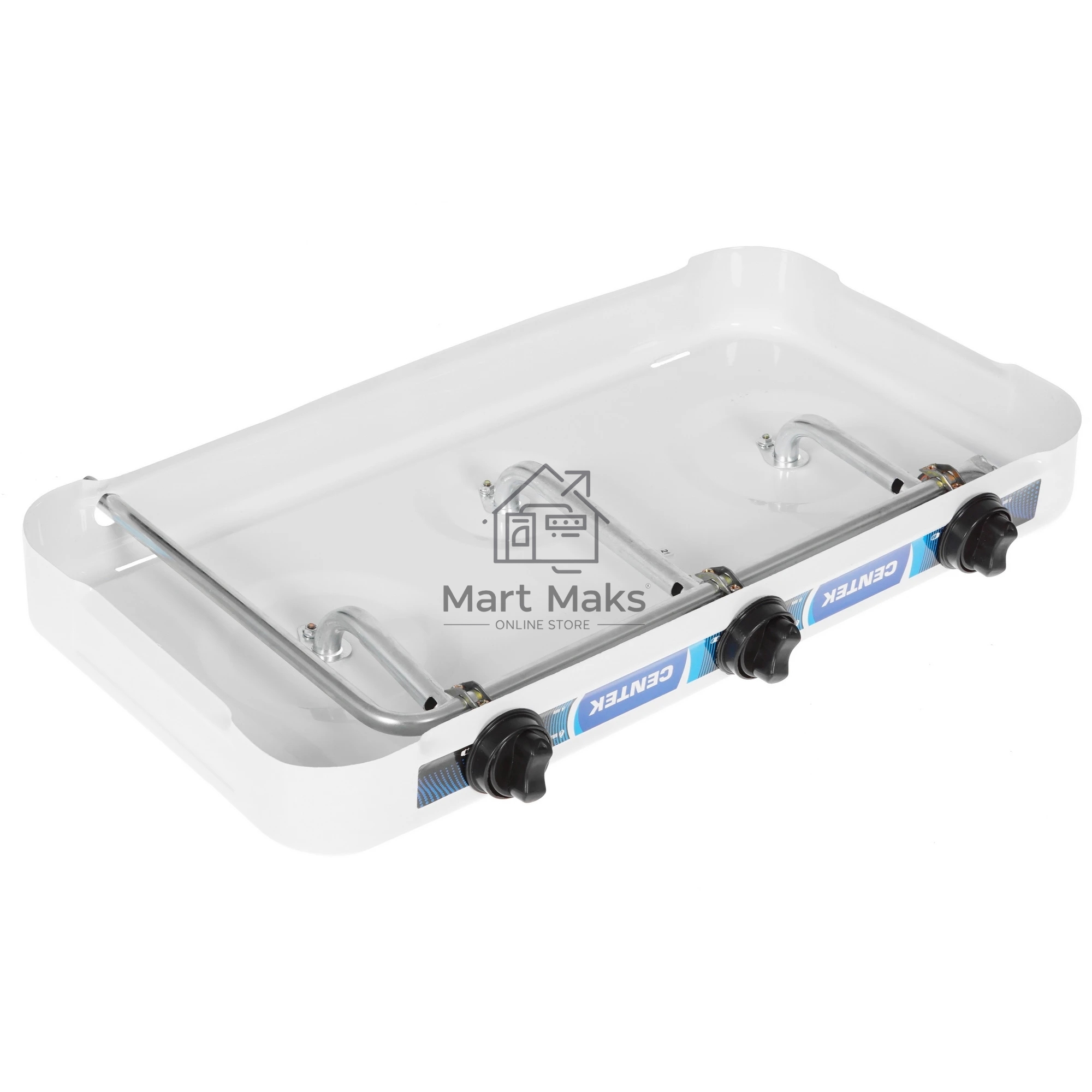 Газовая плитка Centek CT-1522 белый 3 конфорки, КРЫШКА, сменные форсунки баллон/магистраль
