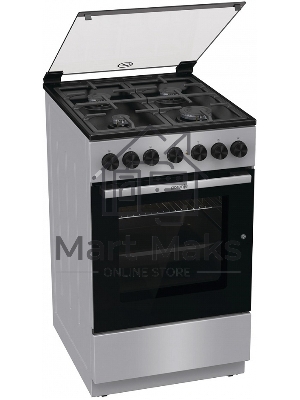 Плита комбинированная Gorenje GK5B44SF серебристый, конфорок 4 газовых, духовка 70 л, 50 см x 85 см x 59.4 см