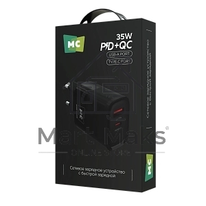Зарядное устройство MORE CHOICE (4620202555588) NC82 1USB+1Type-C 3.0A PD 35W+QC3.0 для Type-C Type-C черный