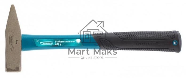 Молоток слесарный Gross 10277 600 г, квадратный боек фибергласовая обрезиненная рукоятка